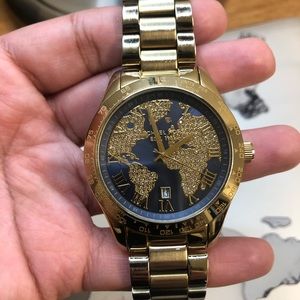 Michael Kors Layton World Atlas Gold/Navy Watch